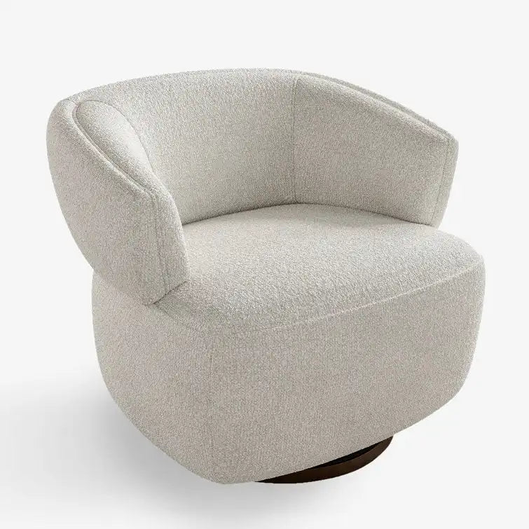 Beige / Grey Swivel Barrel Accent Chair, Single Seat