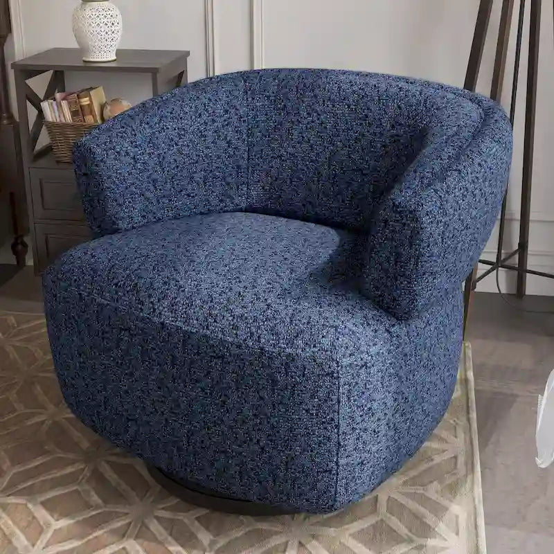 Beige / Grey Swivel Barrel Accent Chair, Single Seat