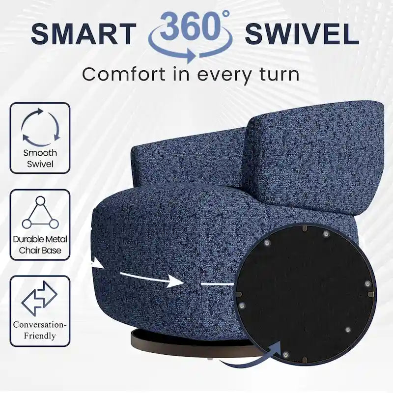 Beige / Grey Swivel Barrel Accent Chair, Single Seat