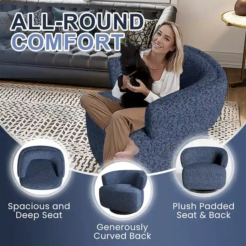 Beige / Grey Swivel Barrel Accent Chair, Single Seat