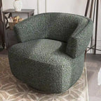 Beige / Grey Swivel Barrel Accent Chair, Single Seat