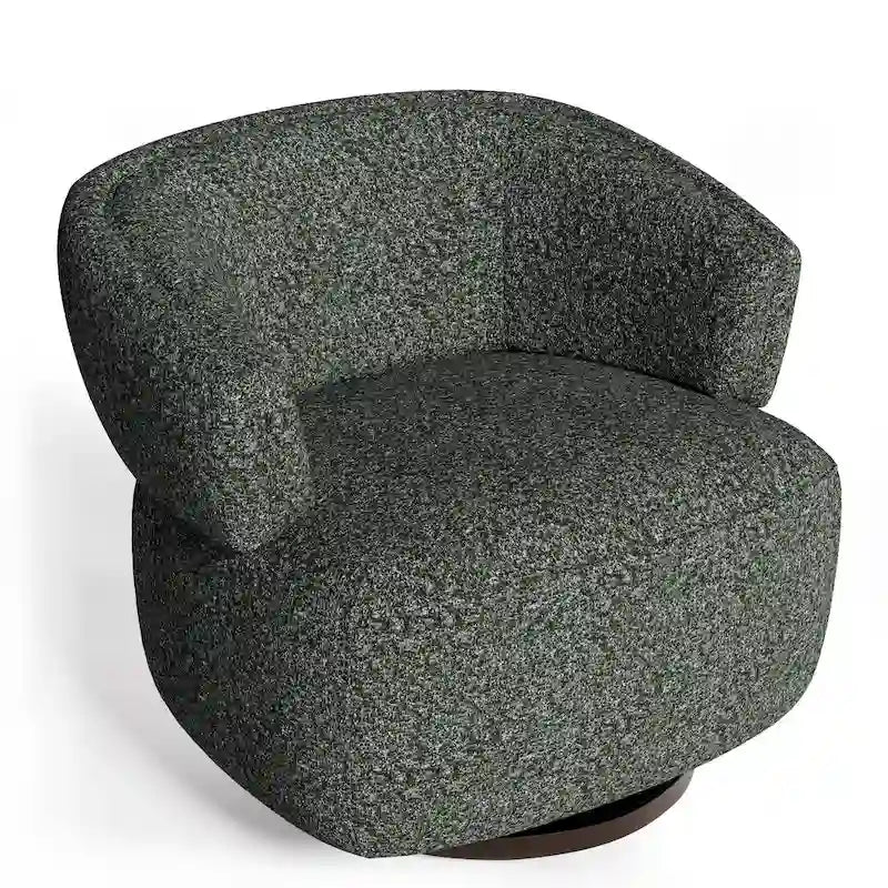 Beige / Grey Swivel Barrel Accent Chair, Single Seat