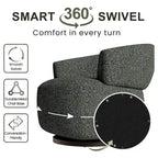 Beige / Grey Swivel Barrel Accent Chair, Single Seat