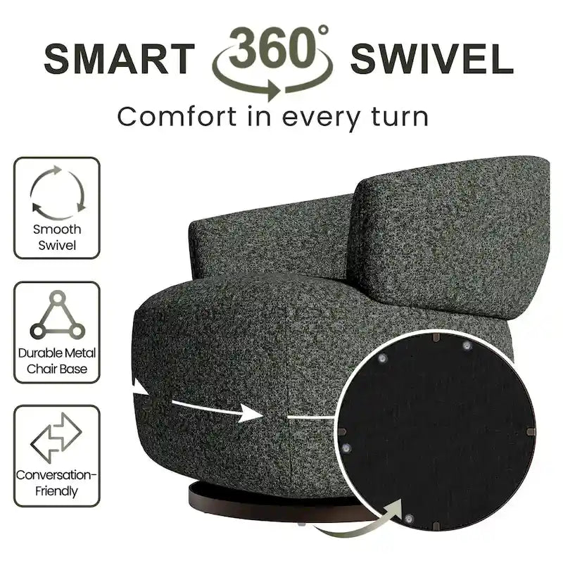 Beige / Grey Swivel Barrel Accent Chair, Single Seat