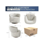 Beige / Grey Swivel Barrel Accent Chair, Single Seat