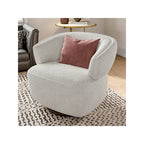 Beige / Grey Swivel Barrel Accent Chair, Single Seat