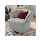 Beige / Grey Swivel Barrel Accent Chair, Single Seat