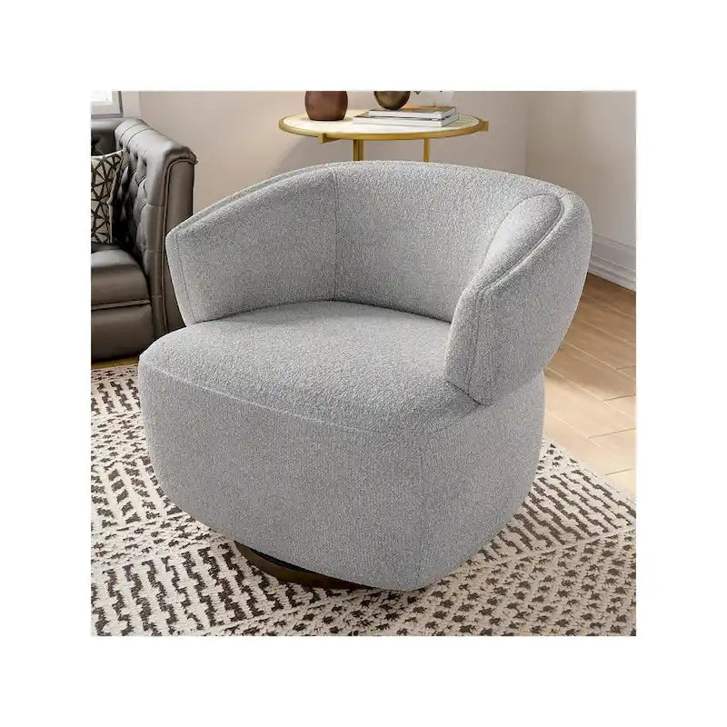 Beige / Grey Swivel Barrel Accent Chair, Single Seat