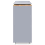 White / Navy Blue / Grey Blue Rolling Kitchen Cart with Drop-Leaf Top & LED Doors – 1 Person