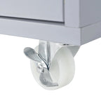 White / Navy Blue / Grey Blue Rolling Kitchen Cart with Drop-Leaf Top & LED Doors – 1 Person