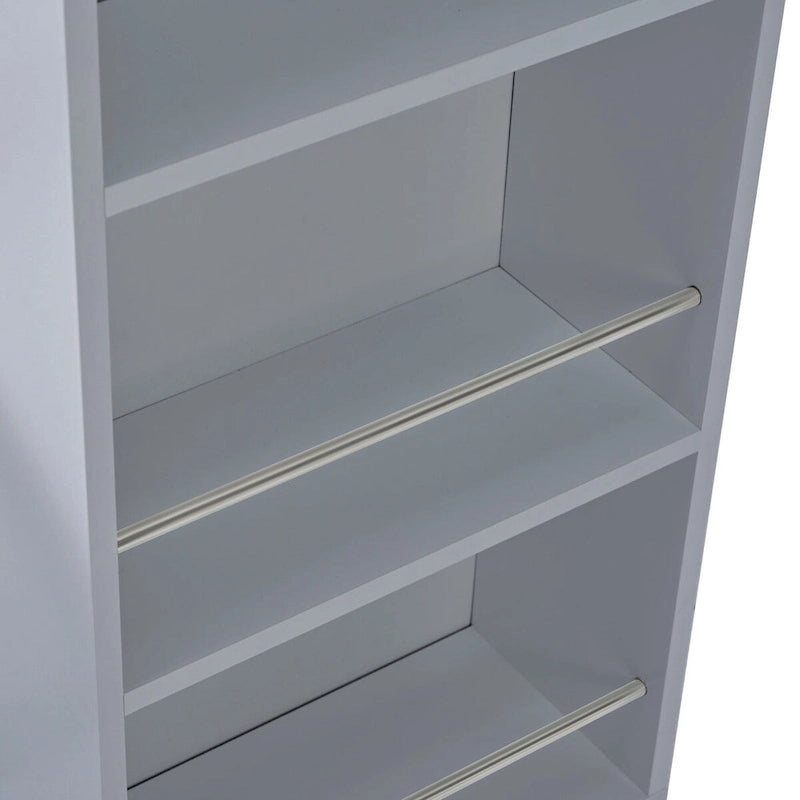 White / Navy Blue / Grey Blue Rolling Kitchen Cart with Drop-Leaf Top & LED Doors – 1 Person