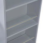 White / Navy Blue / Grey Blue Rolling Kitchen Cart with Drop-Leaf Top & LED Doors – 1 Person