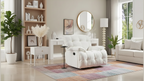 Cream Fabric Swivel Rocker Recliner – Single Seat