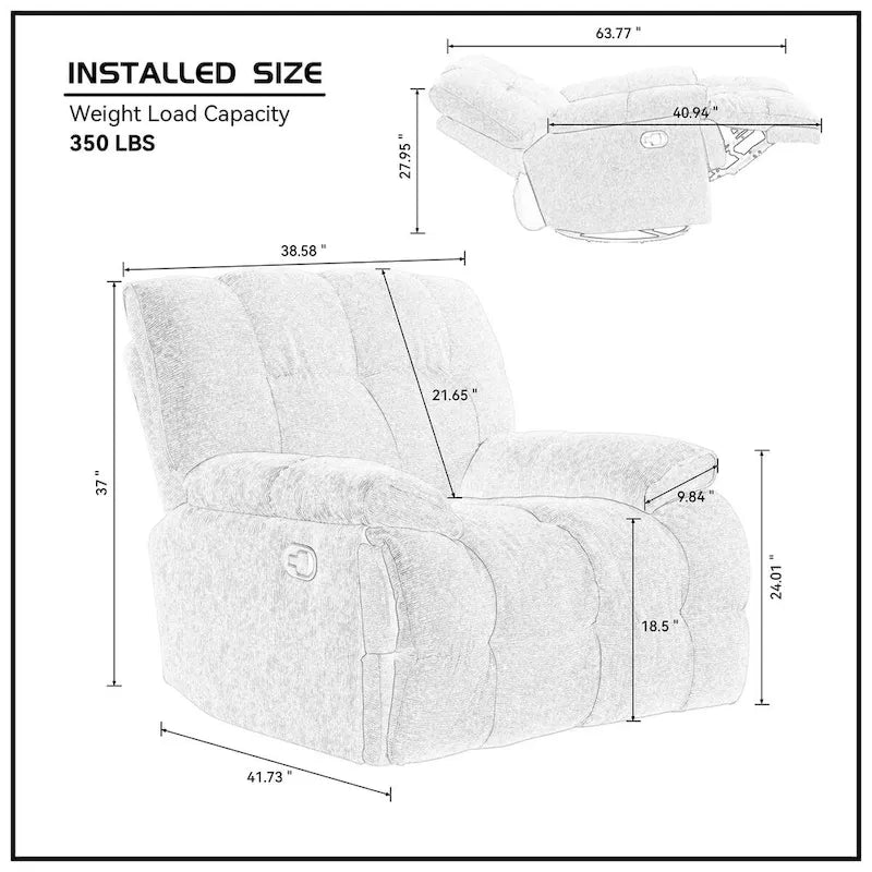 Cream Fabric Swivel Rocker Recliner – Single Seat