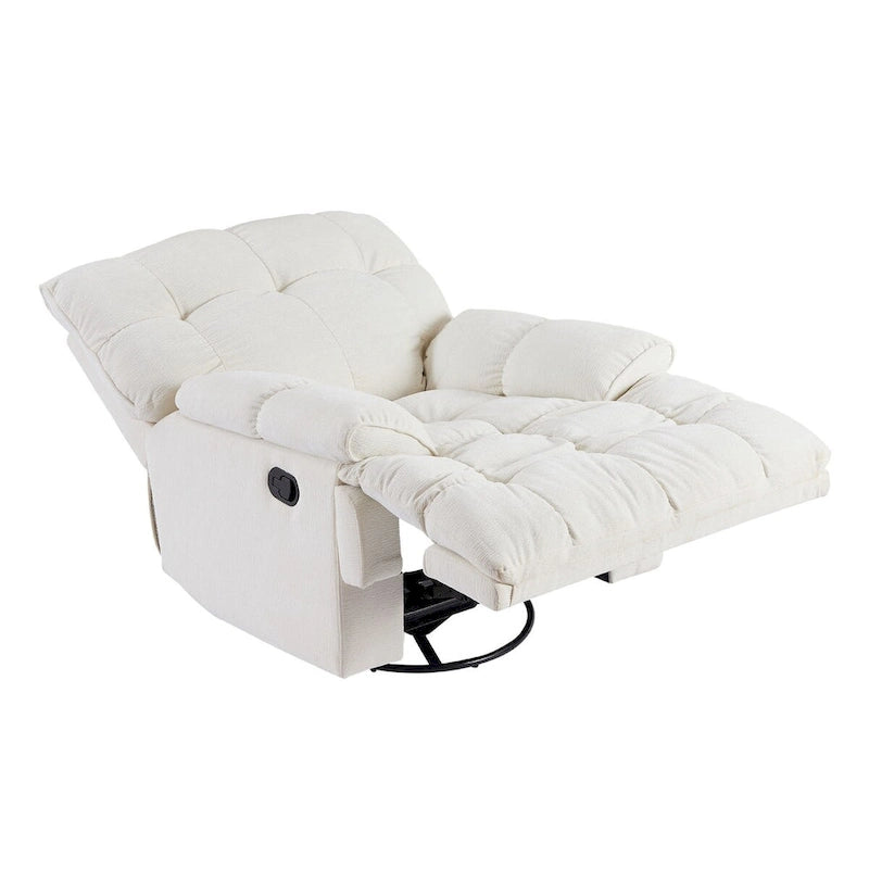 Cream Fabric Swivel Rocker Recliner – Single Seat