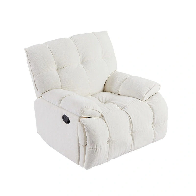 Cream Fabric Swivel Rocker Recliner – Single Seat