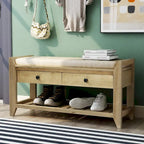 White / Navy Blue / Natural / Brown / Espresso Entryway Bench with Drawers – 2-Person