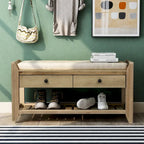 White / Navy Blue / Natural / Brown / Espresso Entryway Bench with Drawers – 2-Person