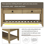 White / Navy Blue / Natural / Brown / Espresso Entryway Bench with Drawers – 2-Person