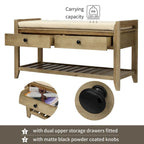 White / Navy Blue / Natural / Brown / Espresso Entryway Bench with Drawers – 2-Person
