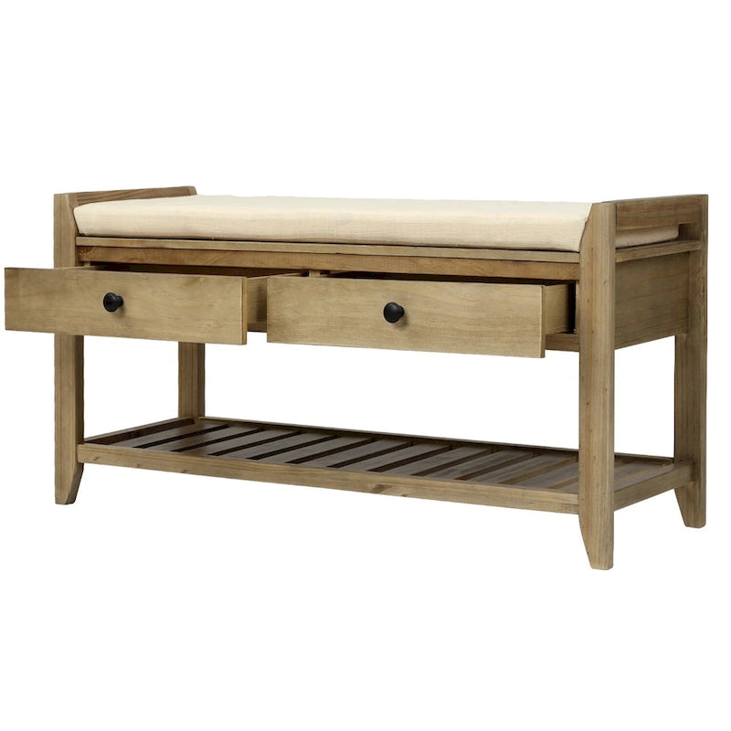 White / Navy Blue / Natural / Brown / Espresso Entryway Bench with Drawers – 2-Person