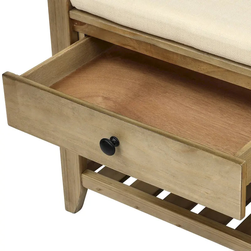 White / Navy Blue / Natural / Brown / Espresso Entryway Bench with Drawers – 2-Person