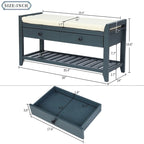 White / Navy Blue / Natural / Brown / Espresso Entryway Bench with Drawers – 2-Person