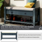 White / Navy Blue / Natural / Brown / Espresso Entryway Bench with Drawers – 2-Person