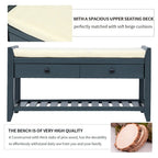 White / Navy Blue / Natural / Brown / Espresso Entryway Bench with Drawers – 2-Person