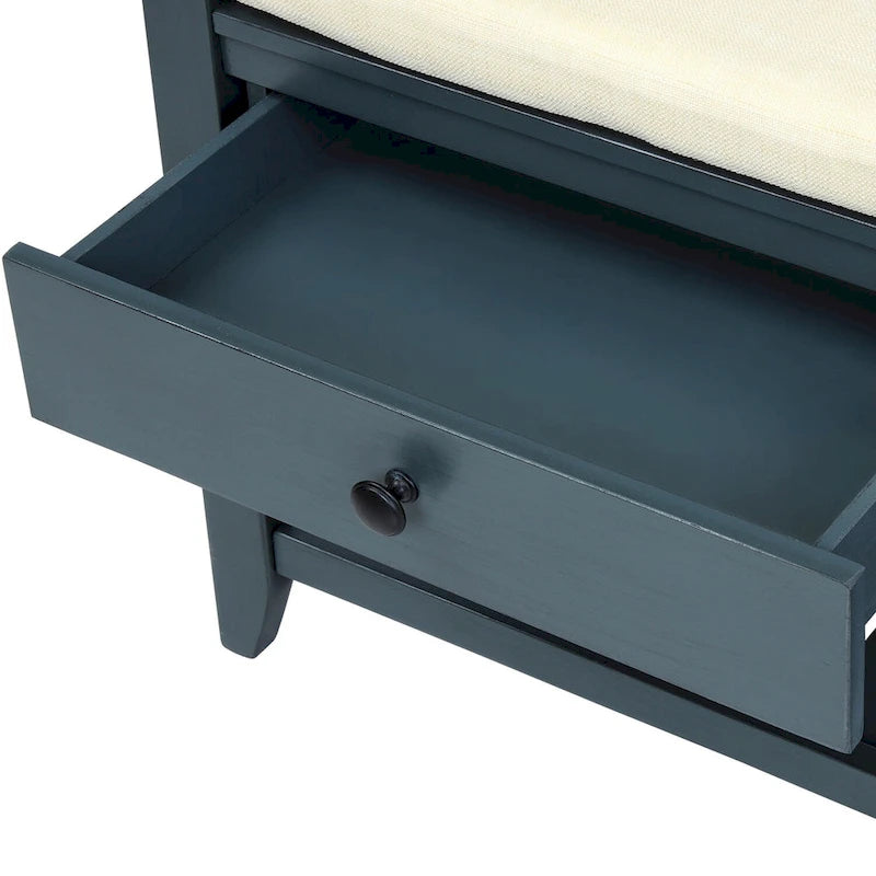 White / Navy Blue / Natural / Brown / Espresso Entryway Bench with Drawers – 2-Person
