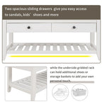 White / Navy Blue / Natural / Brown / Espresso Entryway Bench with Drawers – 2-Person