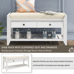 White / Navy Blue / Natural / Brown / Espresso Entryway Bench with Drawers – 2-Person