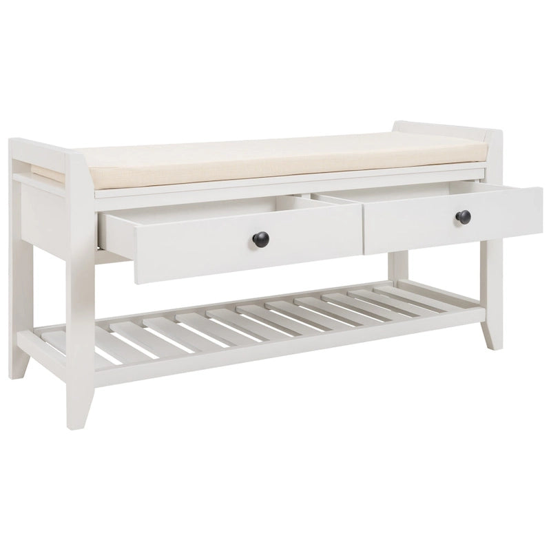 White / Navy Blue / Natural / Brown / Espresso Entryway Bench with Drawers – 2-Person