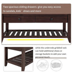 White / Navy Blue / Natural / Brown / Espresso Entryway Bench with Drawers – 2-Person