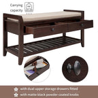 White / Navy Blue / Natural / Brown / Espresso Entryway Bench with Drawers – 2-Person