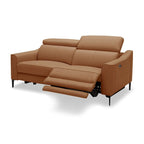 Camel Leather Power Recliner Sofa, Seats 3