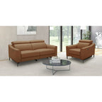 Camel Leather Power Recliner Sofa, Seats 3