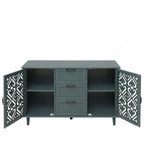 Blue / Dark Green 2-Door 3-Drawer Storage Cabinet, Classic Style, for 1