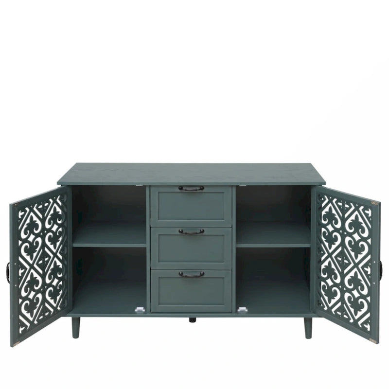 Blue / Dark Green 2-Door 3-Drawer Storage Cabinet, Classic Style, for 1