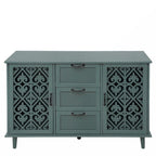 Blue / Dark Green 2-Door 3-Drawer Storage Cabinet, Classic Style, for 1
