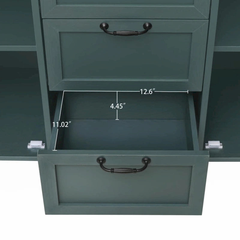 Blue / Dark Green 2-Door 3-Drawer Storage Cabinet, Classic Style, for 1