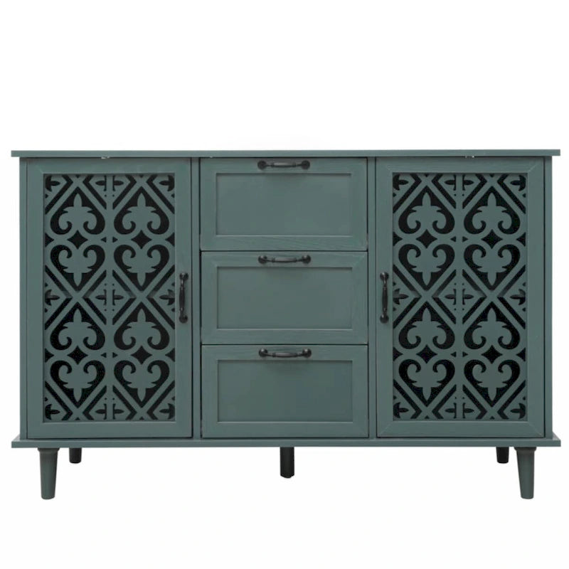 Blue / Dark Green 2-Door 3-Drawer Storage Cabinet, Classic Style, for 1
