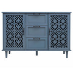 Blue / Dark Green 2-Door 3-Drawer Storage Cabinet, Classic Style, for 1