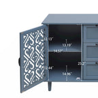 Blue / Dark Green 2-Door 3-Drawer Storage Cabinet, Classic Style, for 1