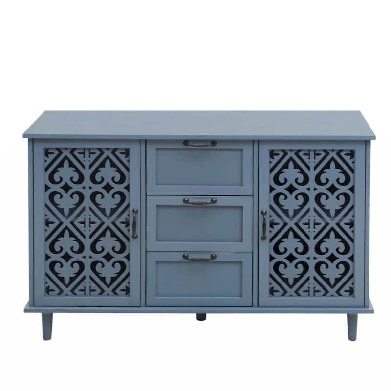 Blue / Dark Green 2-Door 3-Drawer Storage Cabinet, Classic Style, for 1
