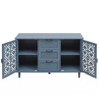 Blue / Dark Green 2-Door 3-Drawer Storage Cabinet, Classic Style, for 1