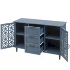 Blue / Dark Green 2-Door 3-Drawer Storage Cabinet, Classic Style, for 1