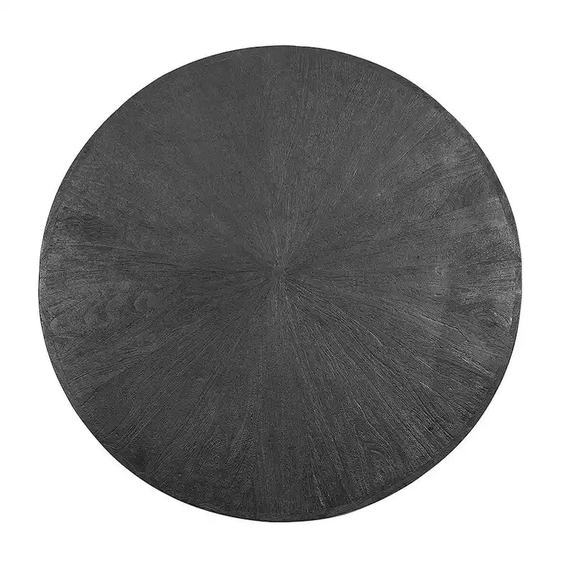 Black Round Coffee Table, Acacia Wood Top, Cross Legs