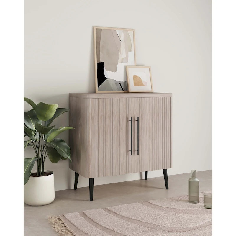 Oak / Maple / Grey Mid-Century Modern Accent Cabinet – Single