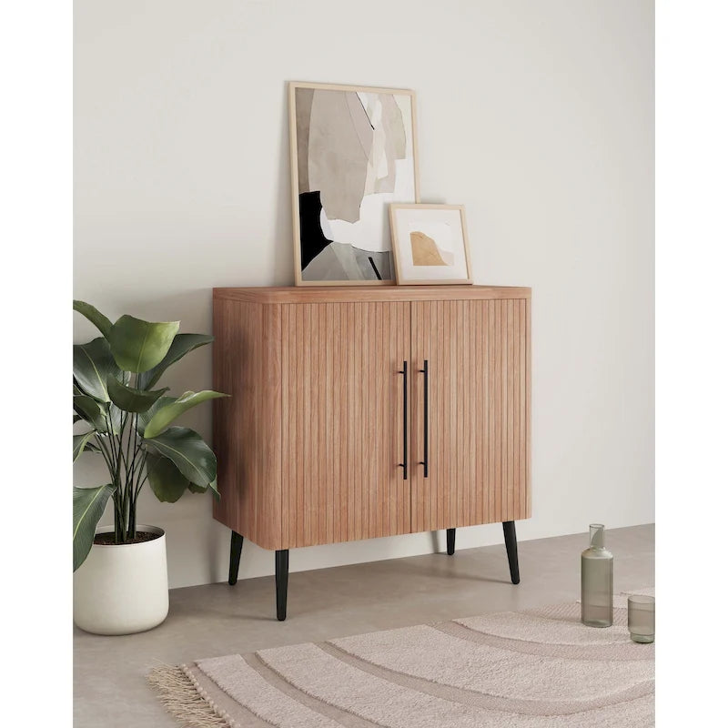Oak / Maple / Grey Mid-Century Modern Accent Cabinet – Single